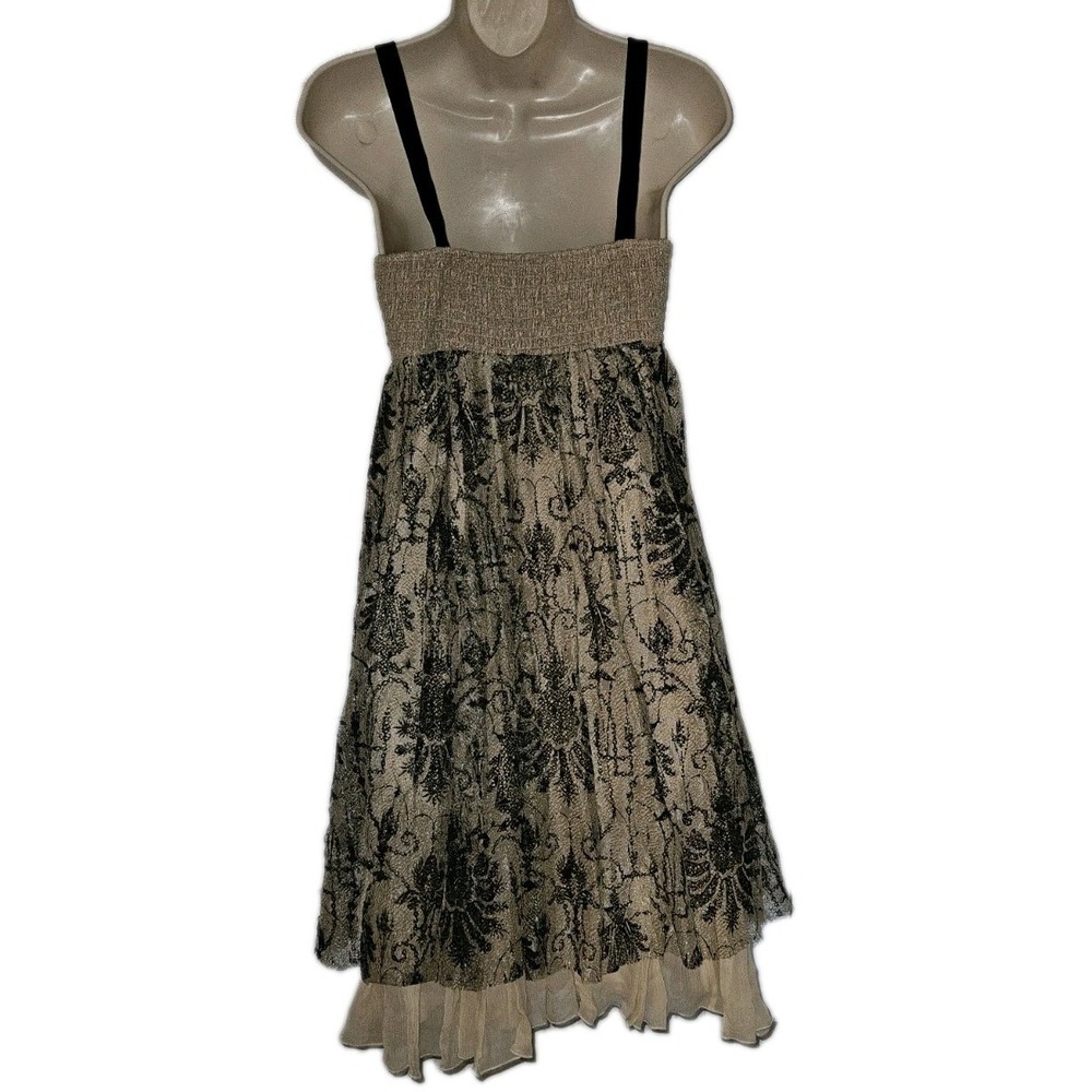 Vtg Diane Von Furstenberg Women S Black Metallic Tan Whimsigoth Cocktail Dress - Picture 3 of 5